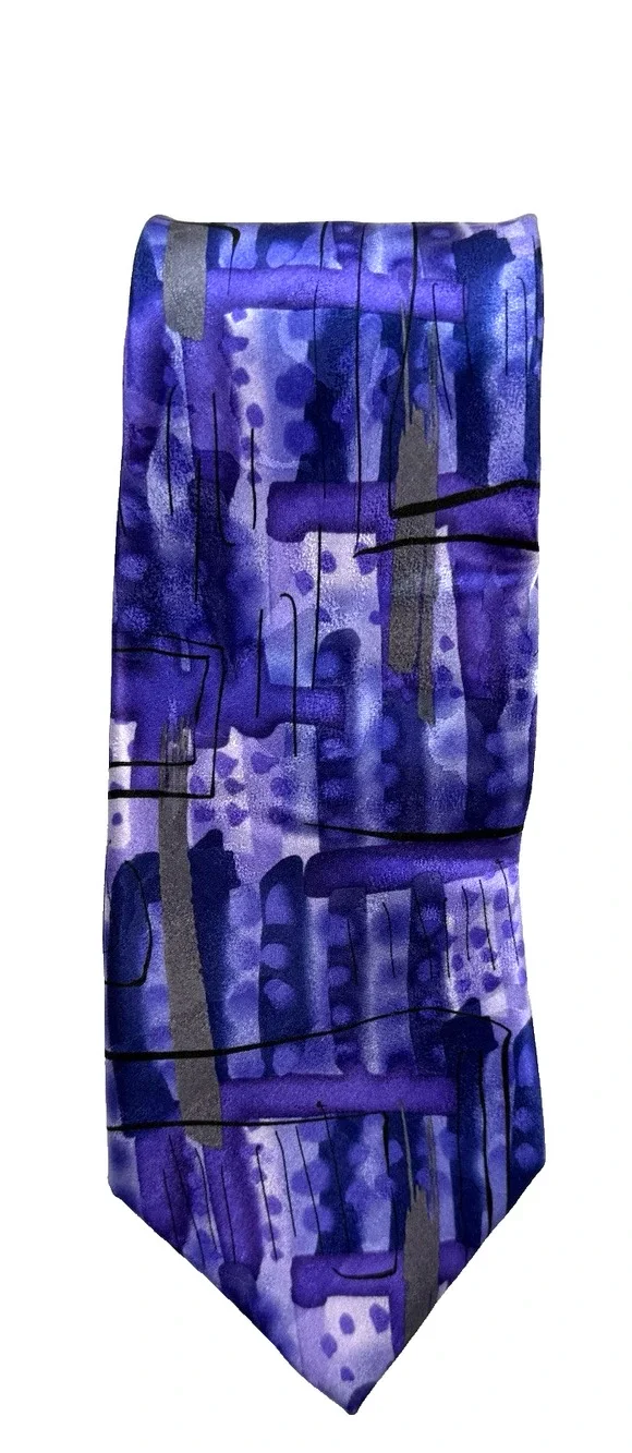 J Garcia silk tie New York New York abstract purple Designer Dead Head
